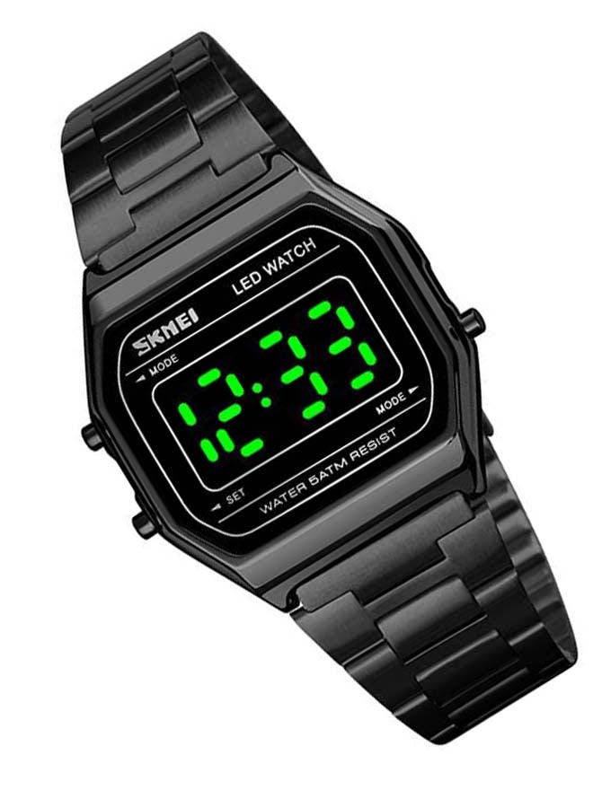 سكمي ساعة يد رقمية فاخرة بسوار من الستانلس ستيل مقاومة للماء بشاشة LED طراز 1646 للرجال - Image 4