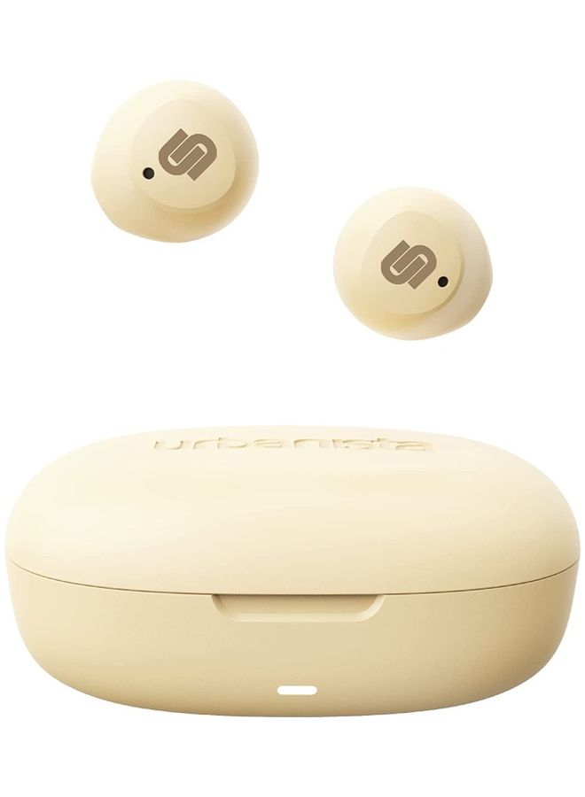 Urbanista - Lisbon Wireless Earbuds Bluetooth 5.2 Enhanced Small Touch Controls 27 Hr Playtime USB C Fast Charging Case IPX Sweatproof For Running Sports Vanilla Cream - Image 1