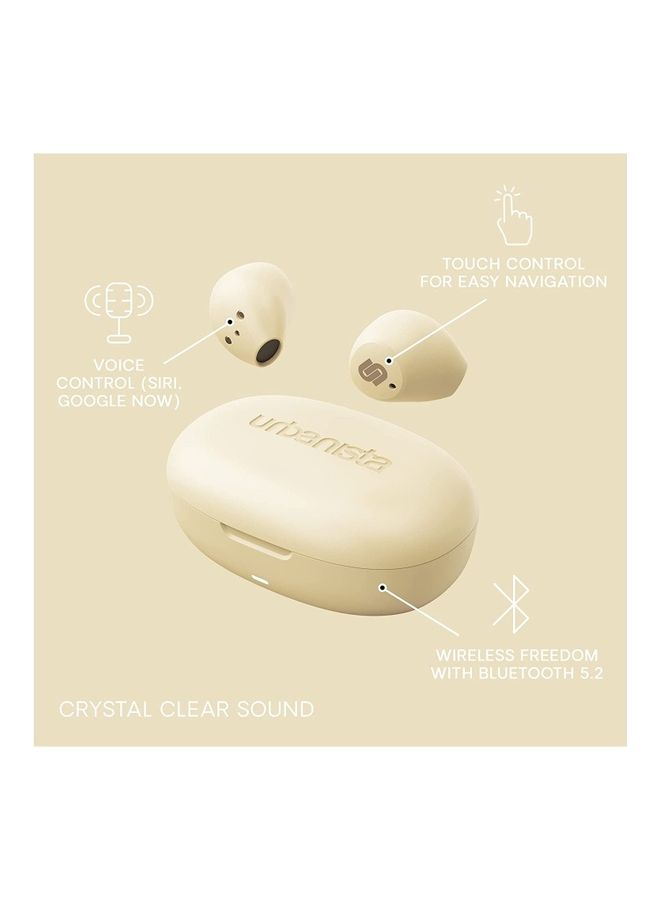 Urbanista - Lisbon Wireless Earbuds Bluetooth 5.2 Enhanced Small Touch Controls 27 Hr Playtime USB C Fast Charging Case IPX Sweatproof For Running Sports Vanilla Cream - Image 1