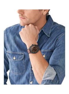 FOSSIL Men's Analog Round Shape Leather Wrist Watch - FS5972 - 49 mm  - Image 4