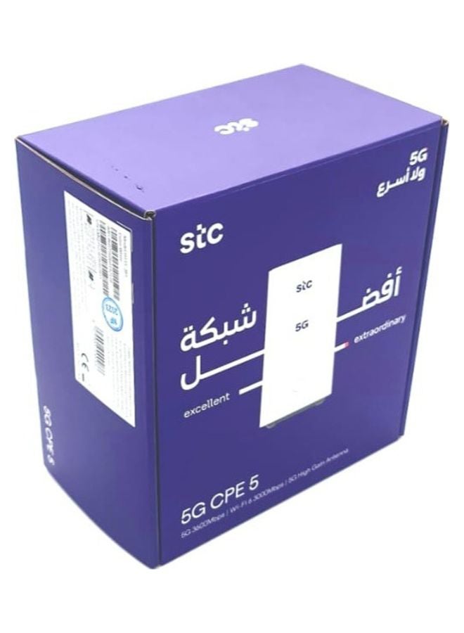 STC - 5G CPE 5 Router - Latest Version of STC SuperSpeed WiFi 6 - Download Speed Up to 3600Mbps "Support All Networks" H155-381 | White - Image 1
