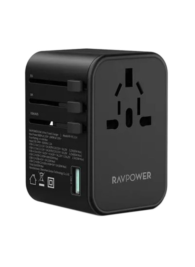 RAVPOWER 3-Port Travel Charger 65W Black  - Image 2