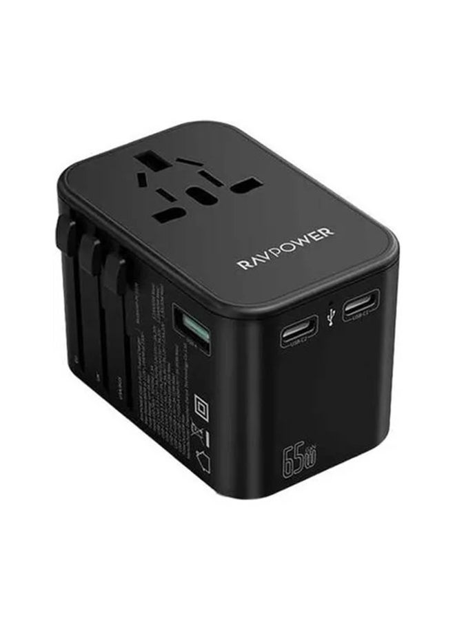 RAVPOWER 3-Port Travel Charger 65W Black  - Image 1