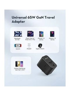 راف باور فيش سفر راف باور بقوة 65 واط متعدد المداخل مع منفذين تايب سي ومنفذ USB - اسود أسود  - Image 3