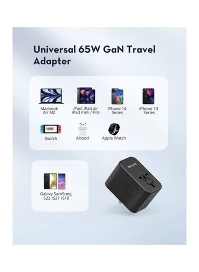 RAVPOWER 3-Port Pioneer Travel Charger Global Version PD 65W Black  - Image 3