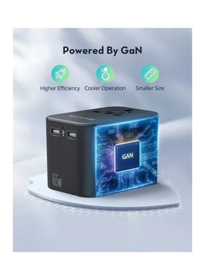 RAVPOWER 3-Port Pioneer Travel Charger Global Version PD 65W Black  - Image 4