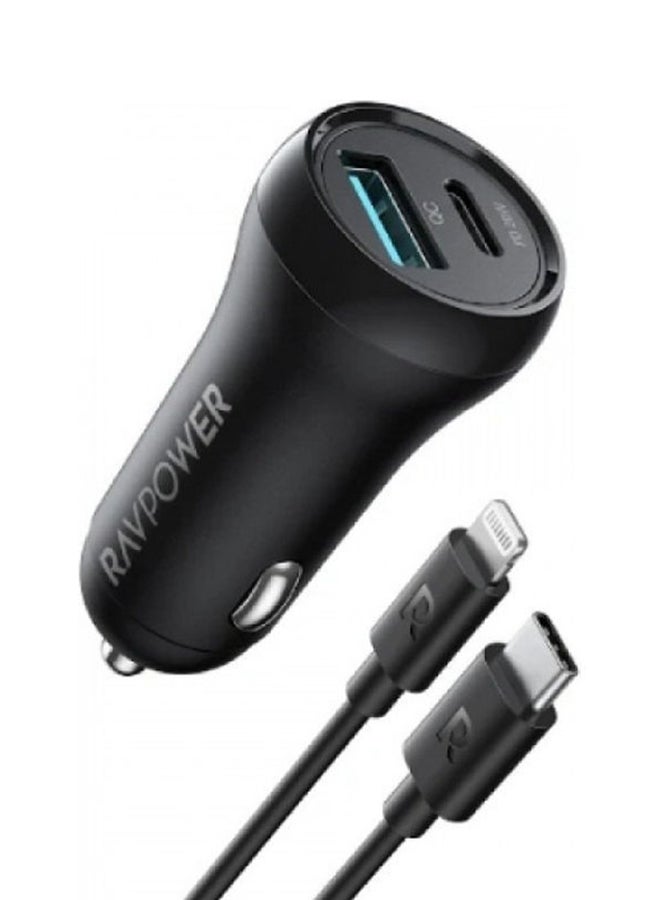 راف باور شاحن سيارة كومبو PD 20 وات مع كابل Lightning بطول 1 متر - Image 2