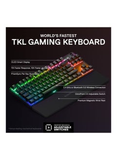 steelseries Apex Pro TKL Wireless Mechanical Keyboard (2023) - OmniPoint 2.0 Adjustable HyperMagnetic Switches, 40-Level Per-Key Actuation, 0.7ms Response Time, RGB Backlighting, OLED Smart Display, 2.4GHz & Bluetooth Wireless, USB-C, Full Key Programmability, English Layout, Black | 64865  - Image 2