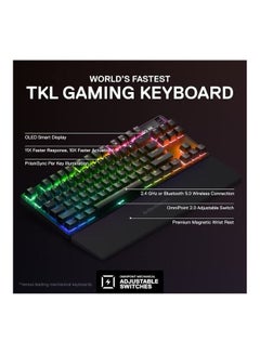 steelseries Apex Pro TKL Wireless Mechanical Keyboard (2023) - OmniPoint 2.0 Adjustable HyperMagnetic Switches, 40-Level Per-Key Actuation, 0.7ms Response Time, RGB Backlighting, OLED Smart Display, 2.4GHz & Bluetooth Wireless, USB-C, Full Key Programmability, English Layout, Black | 64865  - Image 3