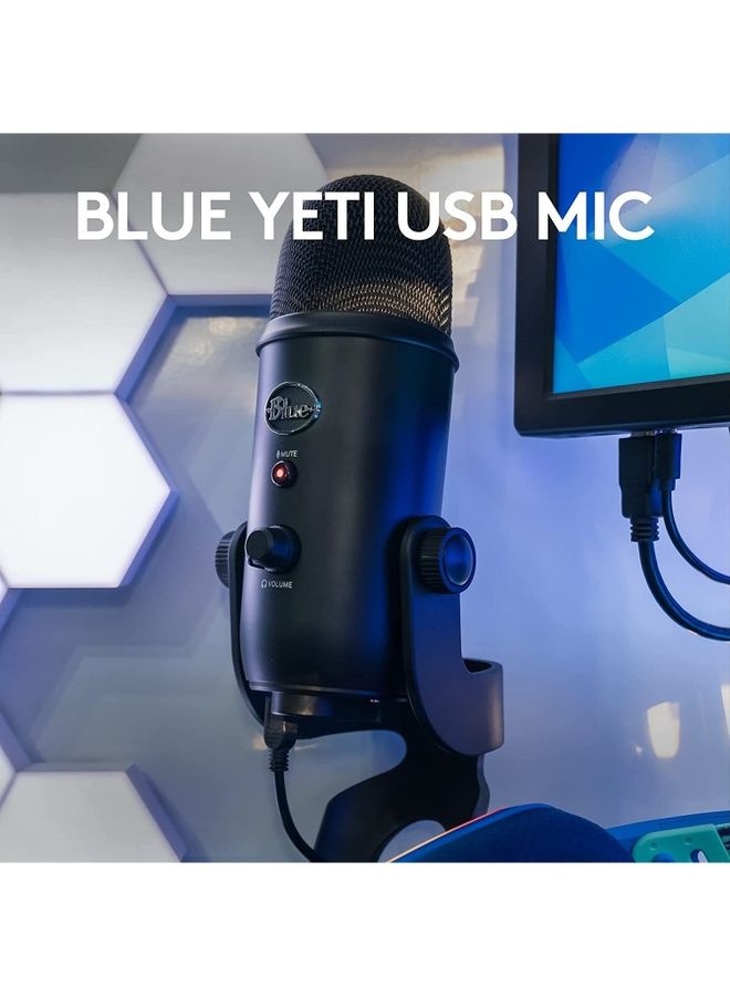 Logitech - Blue Yeti Game Streaming USB Condenser Microphone Kit With Voice Exclusive Stream Labs Themes Custom Pop Filter 988-000521 Black - Image 1