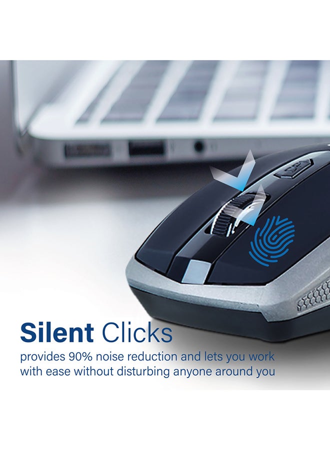 PROMATE Silent Wireless Mouse Ergonomic Click Optical 2.4GHz Cordless Mice With Adjustable 1600DPI USB Nano Receiver And 10m Working Distance For Laptops Computer iMac Silver  - Image 2