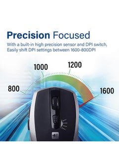 PROMATE Silent Wireless Mouse Ergonomic Click Optical 2.4GHz Cordless Mice With Adjustable 1600DPI USB Nano Receiver And 10m Working Distance For Laptops Computer iMac Silver  - Image 3