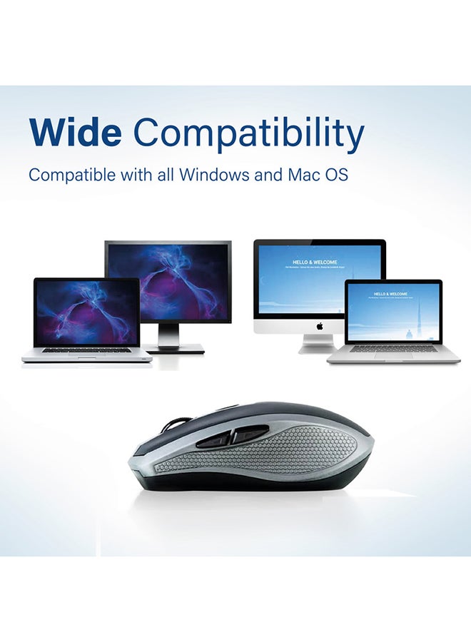 PROMATE - Silent Wireless Mouse Ergonomic Click Optical 2.4GHz Cordless Mice With Adjustable 1600DPI USB Nano Receiver And 10m Working Distance For Laptops Computer iMac Silver - Image 1