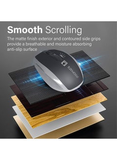 PROMATE Silent Wireless Mouse Ergonomic Click Optical 2.4GHz Cordless Mice With Adjustable 1600DPI USB Nano Receiver And 10m Working Distance For Laptops Computer iMac Silver  - Image 5