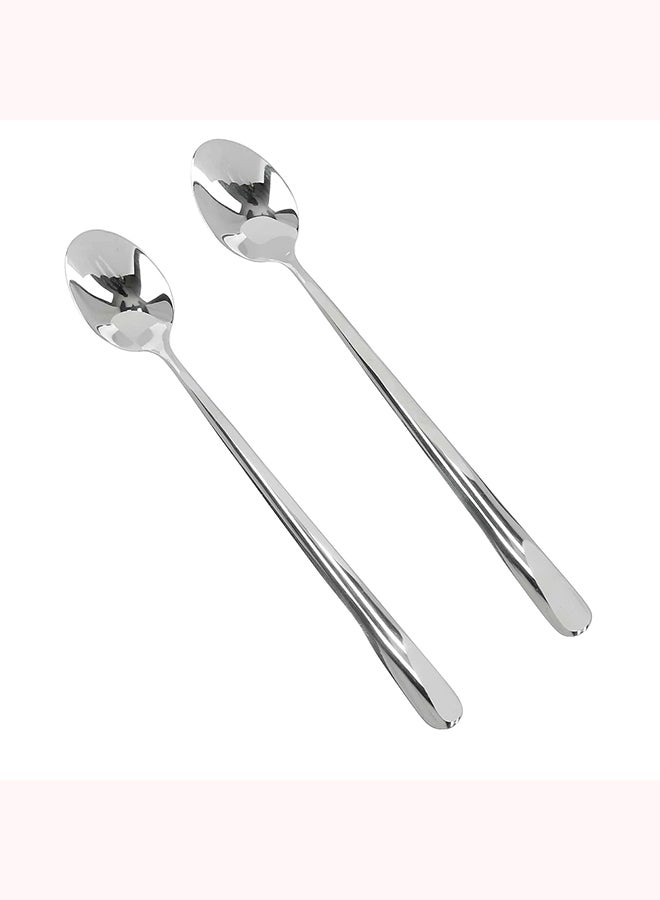 Royalford Royalford RF8667 Stainless Steel Ice Cream Spoon - Set 2 Pcs | Dishwasher Safe | ideal for Ice Cream Spoons, Lemonade Iced Tea, Ice Coffee, Milkshakes Silver standard  - Image 1