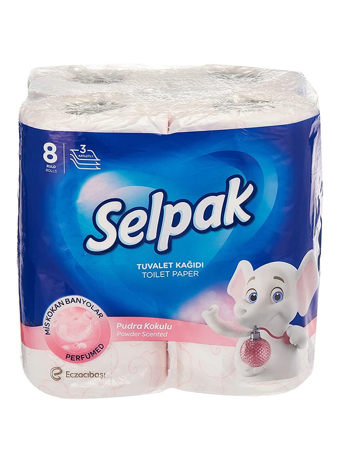 Selpak - Super Soft Powder Scented Perfumed Embossed Toilet Paper  140 Sheets x 3Ply, 17 GSM Pack of 8 Rolls - Image 1