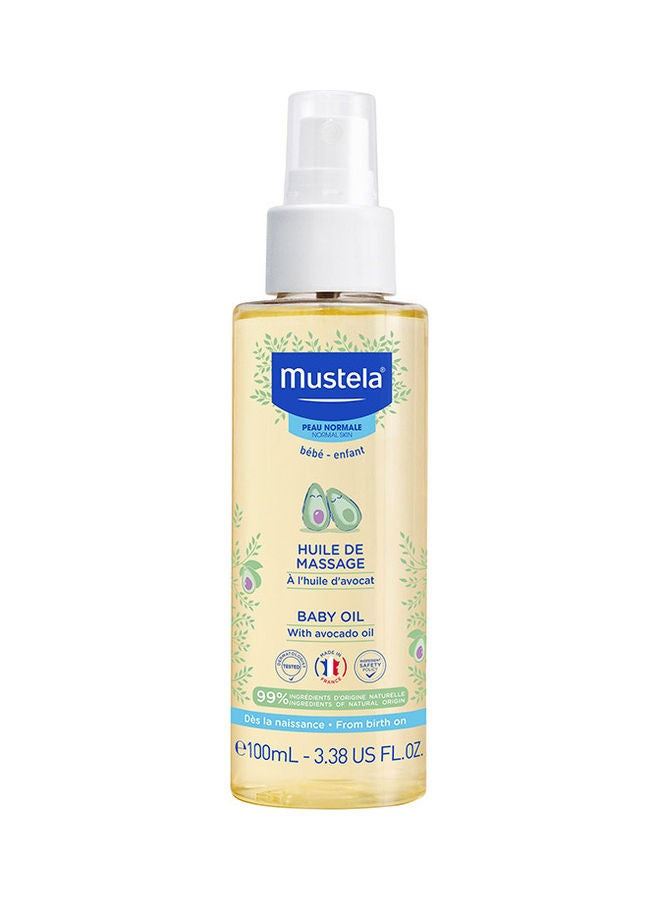 Mustela - Hypoallergenic Baby Massage Oil With Avocado Oil 100Ml + Vitamin Barrier Cream 10Ml (free) + Cleansing Gel 50Ml (free) - Image 1