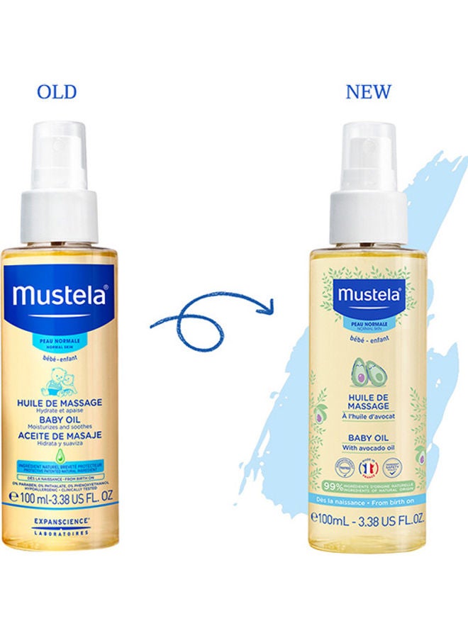 Mustela - Hypoallergenic Baby Massage Oil With Avocado Oil 100Ml + Vitamin Barrier Cream 10Ml (free) + Cleansing Gel 50Ml (free) - Image 1