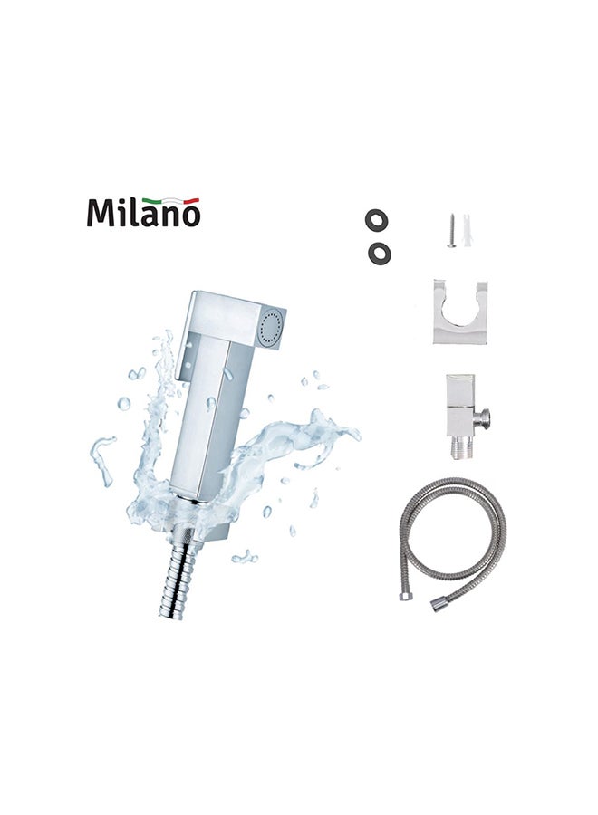 milano Decent Brass Shattaf Set With Angle Valve Kit Chrome Standard - Image 2