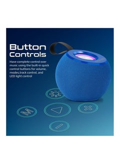 PROMATE Bluetooth Speaker Premium 5W True Wireless Portable With 360 Degree Hd Sound Led Light Long Playtime Usb Port And Tf Card Slot For Iphone 14 Ipad Air Ipod Galaxy S22 Blue  - Image 4