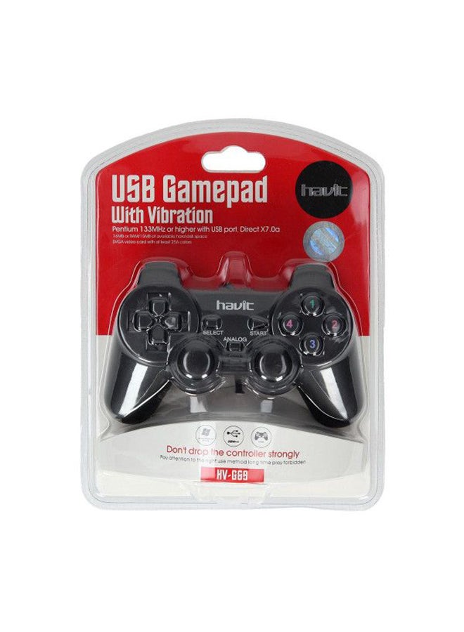 HAVIT HV-G69 USB Wired Vibration Game Pad Remote Joystick with Plug and Play support for all PC Games, Black