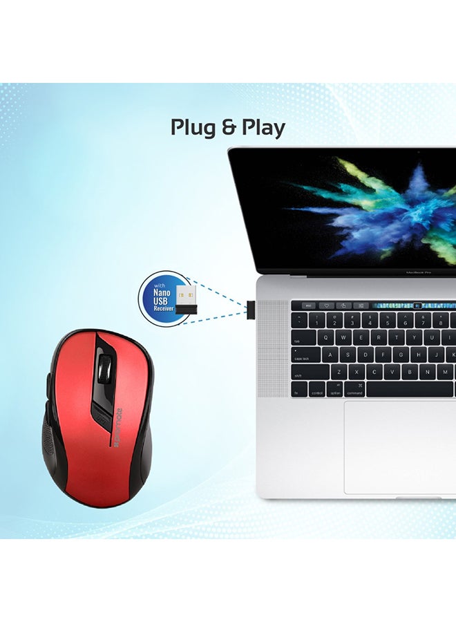 بروميت ماوس ضوئي لاسلكي بجهاز استقبال نانو USB أحمر وأسود - Image 3