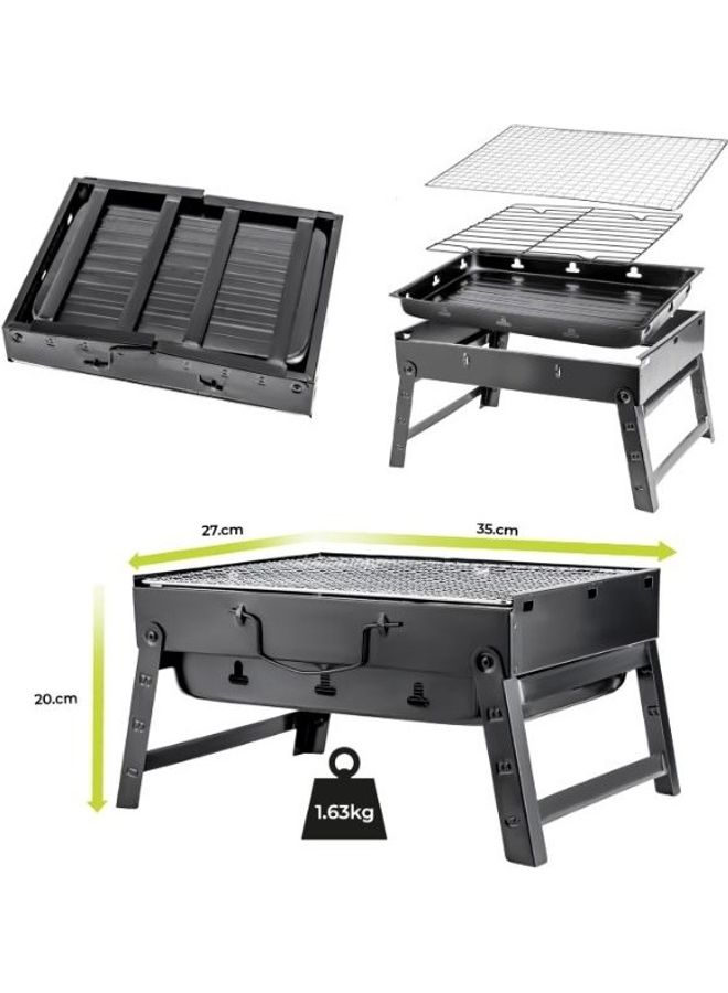 Royalford Barbeque Stand With Grill  Iron Construction Rf10358 Foldable Barbecue Charcoal Grill Black 35x27x20cm  - Image 5