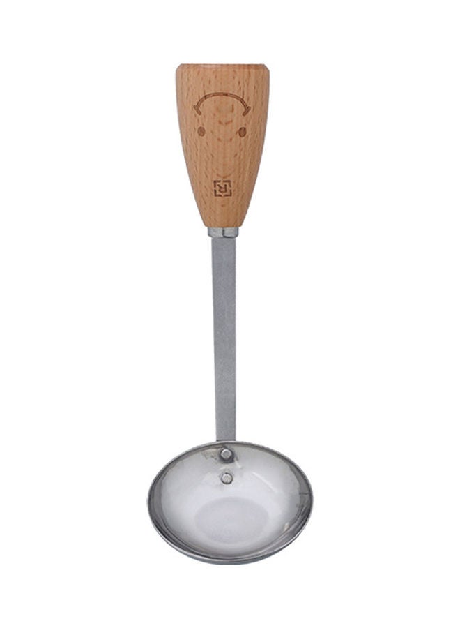 Royalford Soup Ladle, Stainless Steel with Wooden Handle, RF10658 | Stew Serving Spoon with Long Heat-Resistant Handle | Modern Design Sauce Spoon Silver/Brown 18cm - Image 1