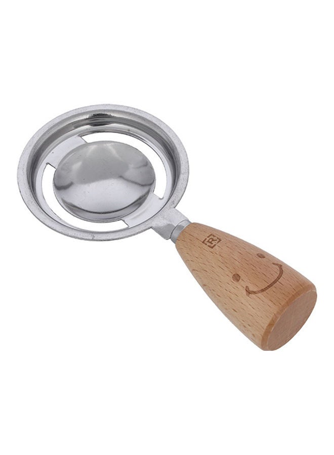 Royalford Egg Spoon, Stainless Steel with Wooden Handle, RF10663 | Egg White Separating Kitchen Tool | Eggs Yolk Filter for Kitchen Baking Cooking Beige/Silver - Image 2