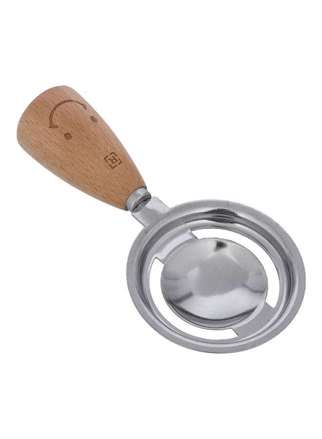 Royalford Egg Spoon, Stainless Steel with Wooden Handle, RF10663 | Egg White Separating Kitchen Tool | Eggs Yolk Filter for Kitchen Baking Cooking Beige/Silver - Image 1