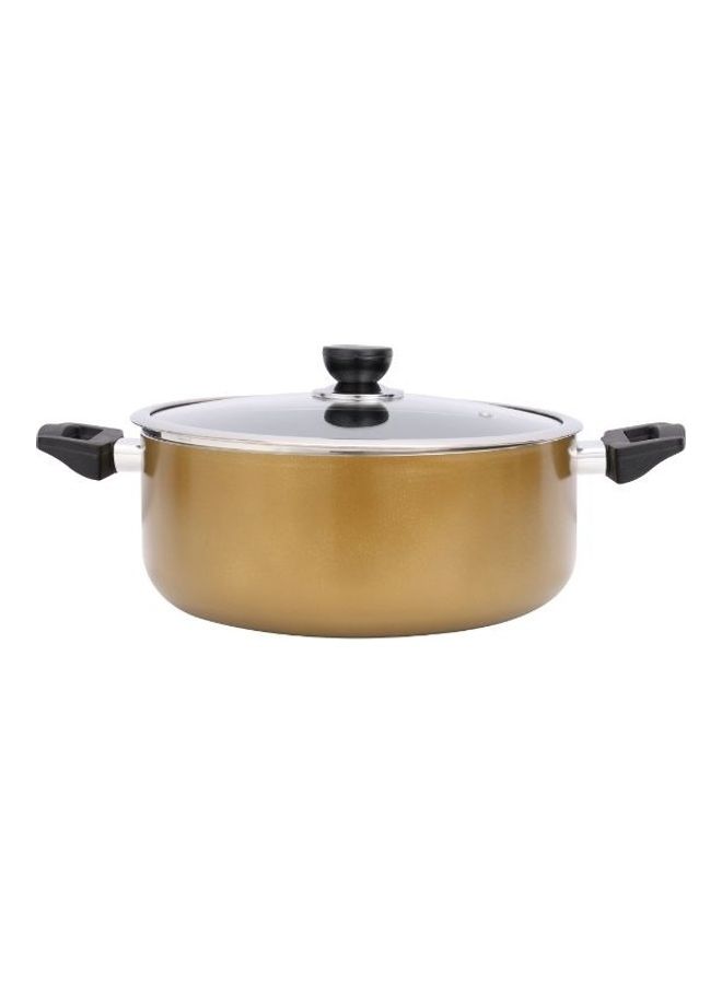Royalford - 6 Piece Granite Coated Aluminum  Cookware Set Induction Compatible With Glass Lid Brown 40x38x28cm - Image 1