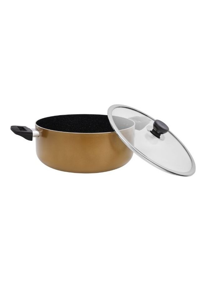 Royalford - 6 Piece Granite Coated Aluminum  Cookware Set Induction Compatible With Glass Lid Brown 40x38x28cm - Image 1