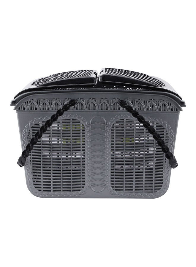 Royalford - Multi-Purpose Utility Basket With Handles And Lid Large Plastic Picnic Basket Break-Resistant Grey 454x345x312mm - Image 1