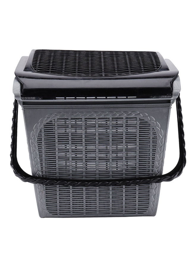 Royalford - Multi-Purpose Utility Basket With Handles And Lid Large Plastic Picnic Basket Break-Resistant Grey 454x345x312mm - Image 1