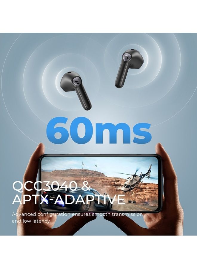 SoundPEATS - Bluetooth V5.2 Earphones Air3 Wireless Earbuds With Qualcomm QCC3040 AptX-Adaptive 4-Mic CVC 8.0 Noise Cancellation TrueWireless Mirroring Tech Game Mode In-Ear Detection Black - Image 1