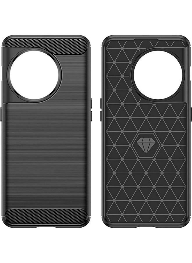 MARGOUN OnePlus 11 Case Slim Soft TPU Brushed Carbon Fiber Anti-Fingerprint Shockproof Cover Black Black - Image 4