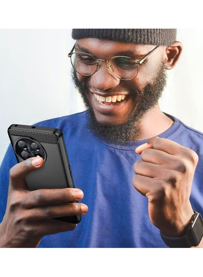 MARGOUN OnePlus 11 Case Slim Soft TPU Brushed Carbon Fiber Anti-Fingerprint Shockproof Cover Black Black - Image 3