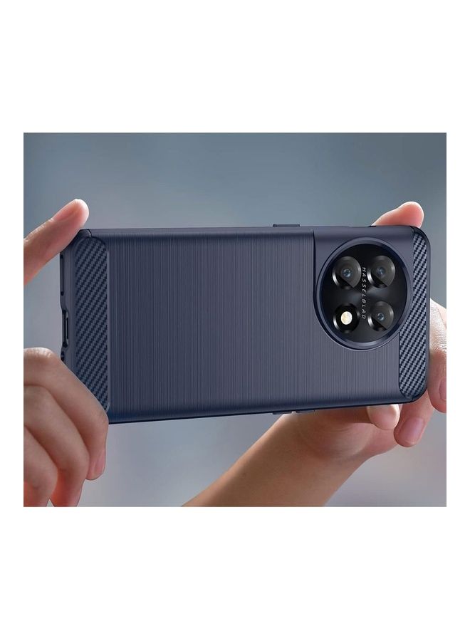 MARGOUN OnePlus 11 Case Slim Soft TPU Brushed Carbon Fiber Anti-Fingerprint Shockproof Cover Dark Blue Dark Blue - Image 2