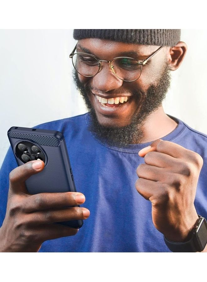 MARGOUN OnePlus 11 Case Slim Soft TPU Brushed Carbon Fiber Anti-Fingerprint Shockproof Cover Dark Blue Dark Blue - Image 4