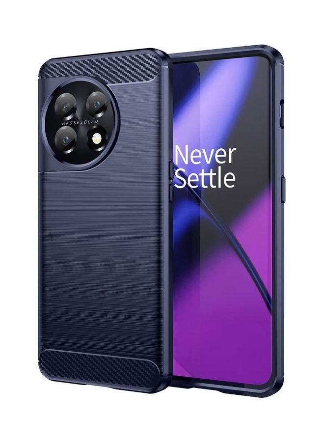 MARGOUN OnePlus 11 Case Slim Soft TPU Brushed Carbon Fiber Anti-Fingerprint Shockproof Cover Dark Blue Dark Blue - Image 1