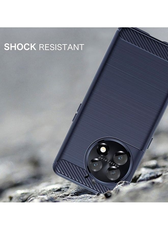 MARGOUN OnePlus 11 Case Slim Soft TPU Brushed Carbon Fiber Anti-Fingerprint Shockproof Cover Dark Blue Dark Blue - Image 3