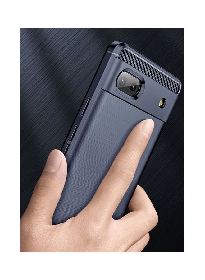MARGOUN Google Pixel 6a Case Slim Soft TPU Brushed Carbon Fiber Anti-Fingerprint Shockproof Cover Dark Blue Dark Blue - Image 2