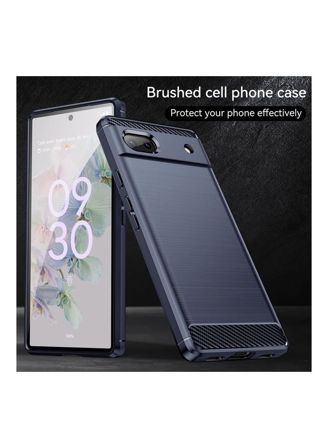 MARGOUN Google Pixel 6a Case Slim Soft TPU Brushed Carbon Fiber Anti-Fingerprint Shockproof Cover Dark Blue Dark Blue - Image 3
