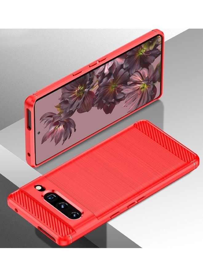 MARGOUN Google Pixel 7 Pro Case Slim Soft TPU Brushed Carbon Fiber Anti-Fingerprint Shockproof Cover Red Red - Image 2