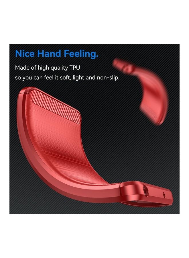 مارجون غطاء OnePlus 11 رقيق ناعم TPU ألياف الكربون المصقول مضاد للبصمات مقاوم للصدمات أحمر - Image 4