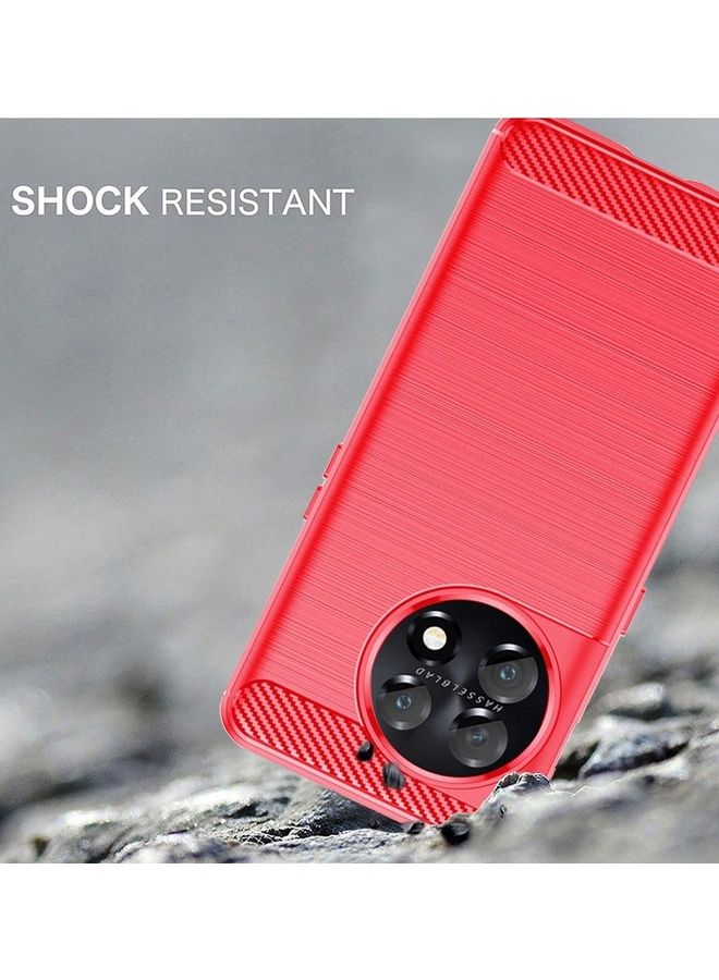 مارجون غطاء OnePlus 11 رقيق ناعم TPU ألياف الكربون المصقول مضاد للبصمات مقاوم للصدمات أحمر - Image 5
