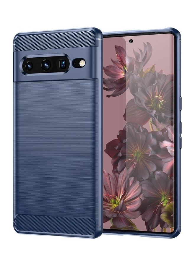 مارجون Google Pixel 7 Pro Case Slim Soft TPU Brushed Carbon Fiber Anti-Fingerprint Shockproof Cover Dark Blue Dark Blue - Image 1