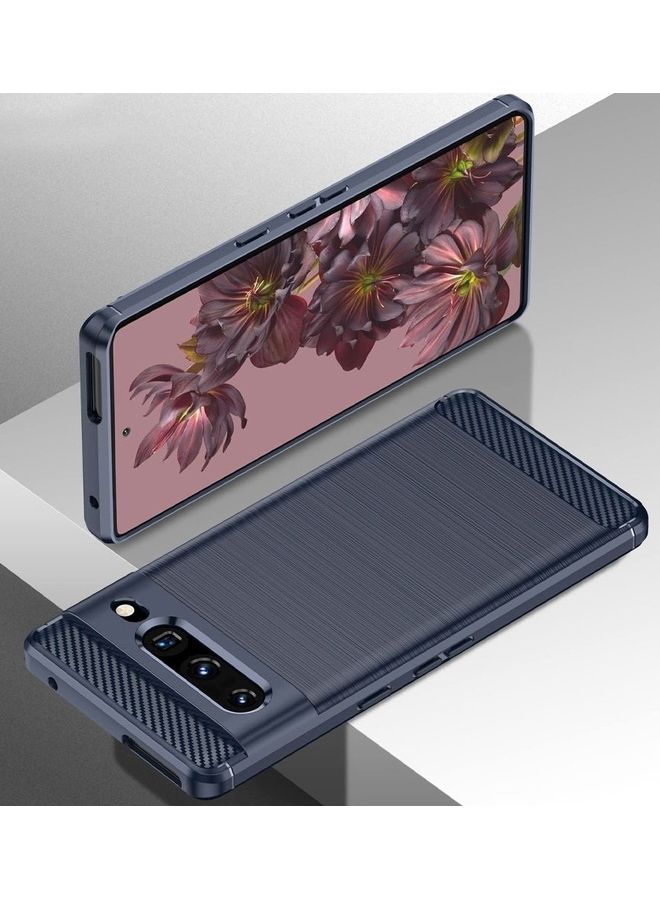 مارجون Google Pixel 7 Pro Case Slim Soft TPU Brushed Carbon Fiber Anti-Fingerprint Shockproof Cover Dark Blue Dark Blue - Image 2