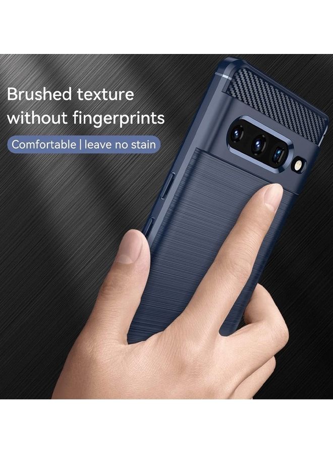 مارجون Google Pixel 7 Pro Case Slim Soft TPU Brushed Carbon Fiber Anti-Fingerprint Shockproof Cover Dark Blue Dark Blue - Image 3