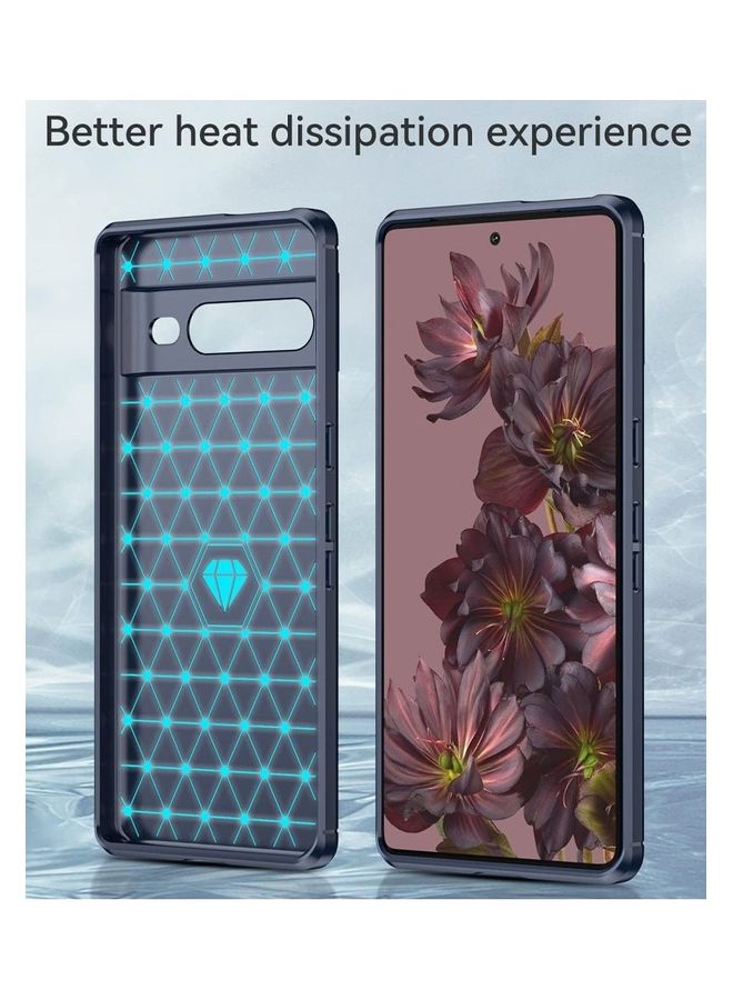 مارجون Google Pixel 7 Pro Case Slim Soft TPU Brushed Carbon Fiber Anti-Fingerprint Shockproof Cover Dark Blue Dark Blue - Image 4